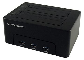 LC-Power LC-DOCK-U3-HUB - HDD-Dockingstation mit Netzanzeige, 3-Port-USB-Hub, Ein/Aus-Schalter, Klon-Funktion Schächte von LumaTech