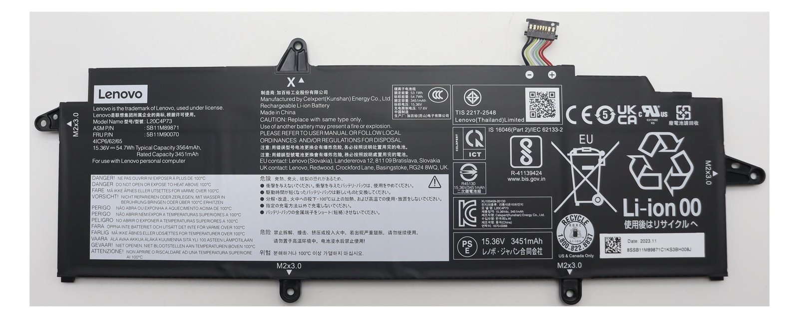Lenovo 54.7Wh internal lithium-ion battery 4 cells - Batterie - 3.560 mAh