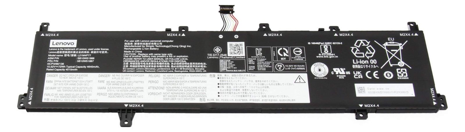 Lenovo 5B11M90087 Akku 72Wh Original - Batterie - 4.640 mAh