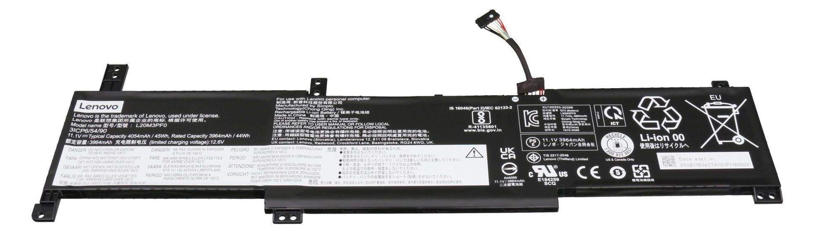 Lenovo battery 3cell 45Wh 5B11N52013 - Batterie - 4.054 mAh