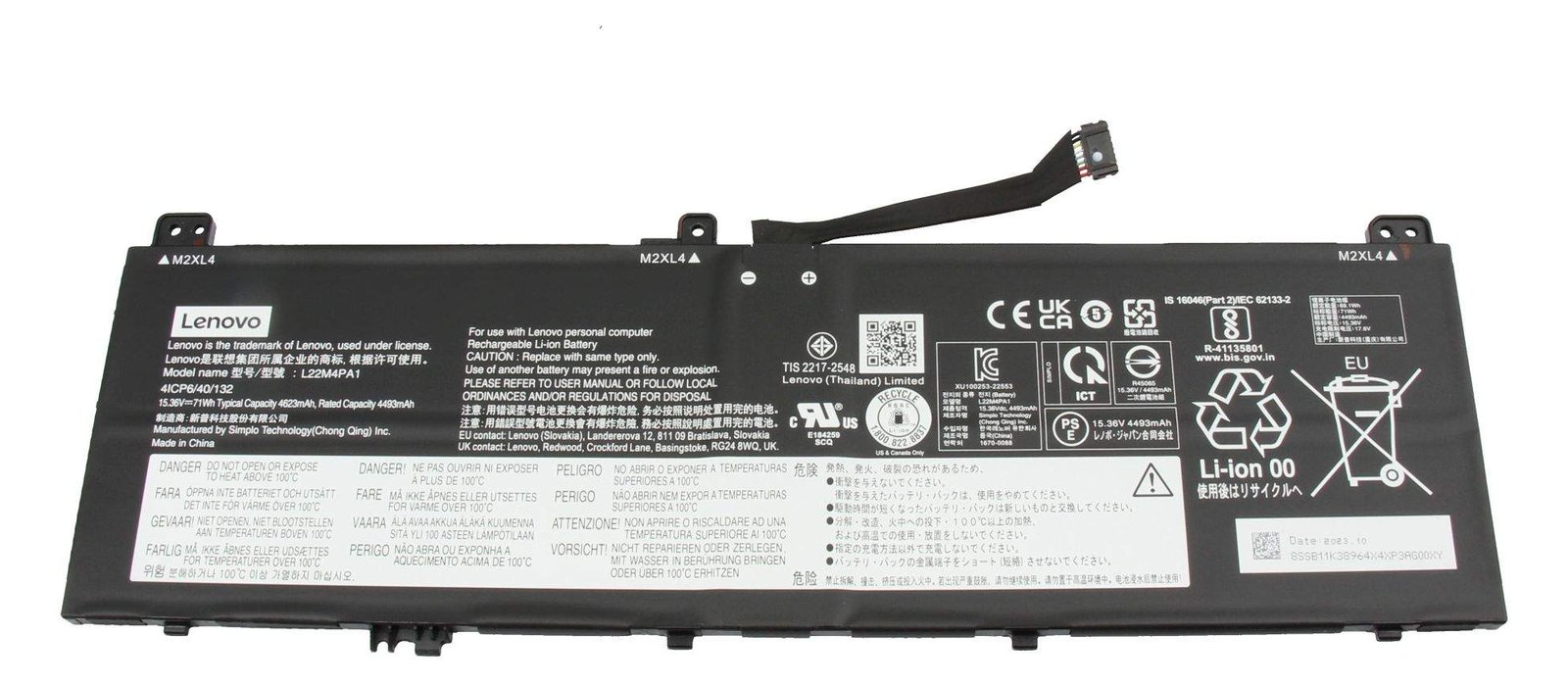 Lenovo Battery 4 Cell 71Wh L22C4PA1 CP/B - Batterie - 4.623 mAh
