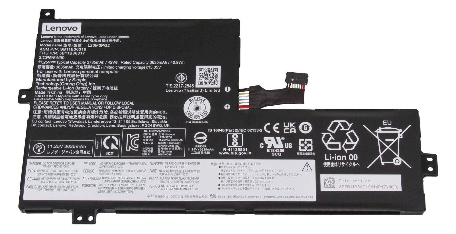 Lenovo Battery 42 Wh 3-cell - Batterie - 3.735 mAh