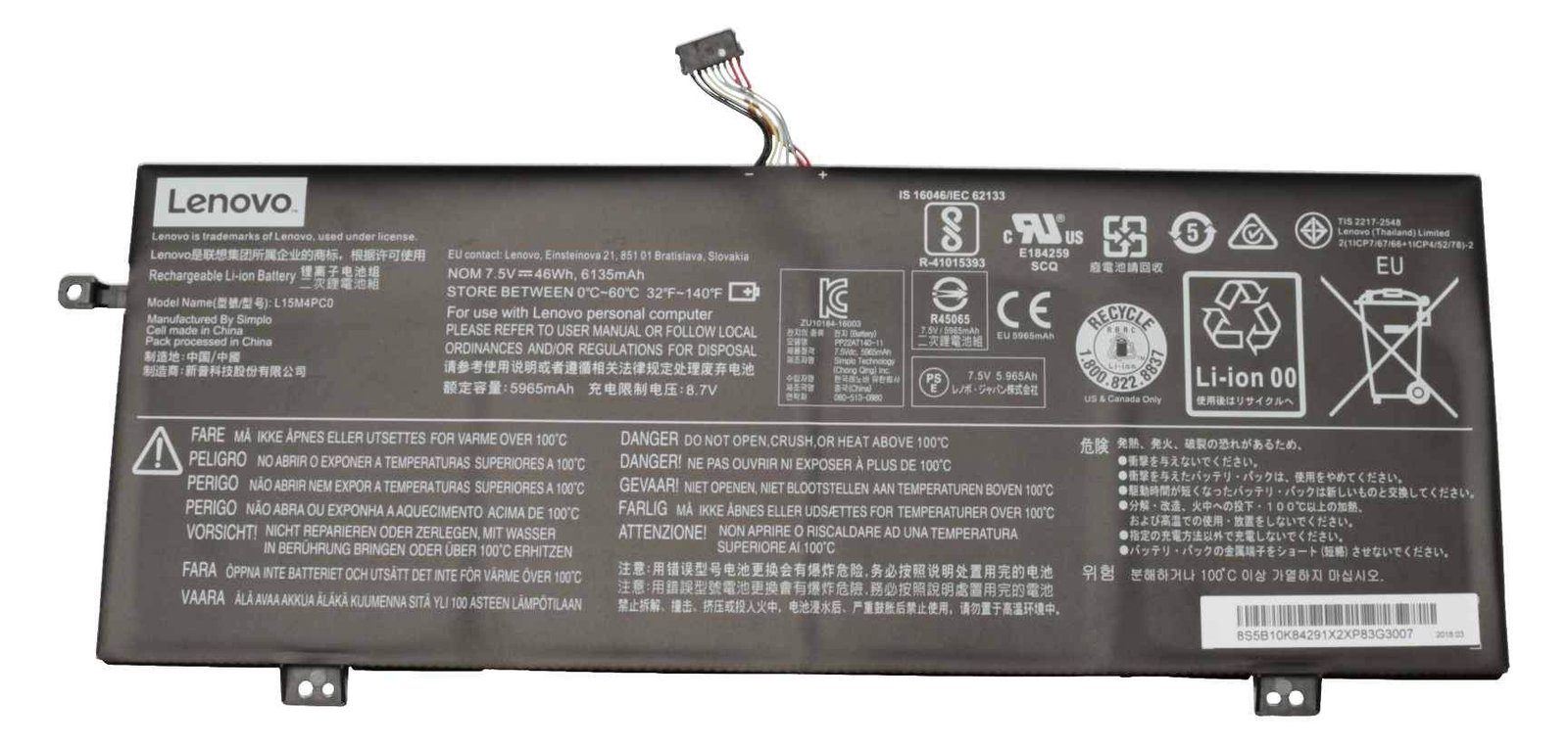 Lenovo Battery 46 WH 4 Cell 5B10K85625 - Batterie - 6.000 mAh