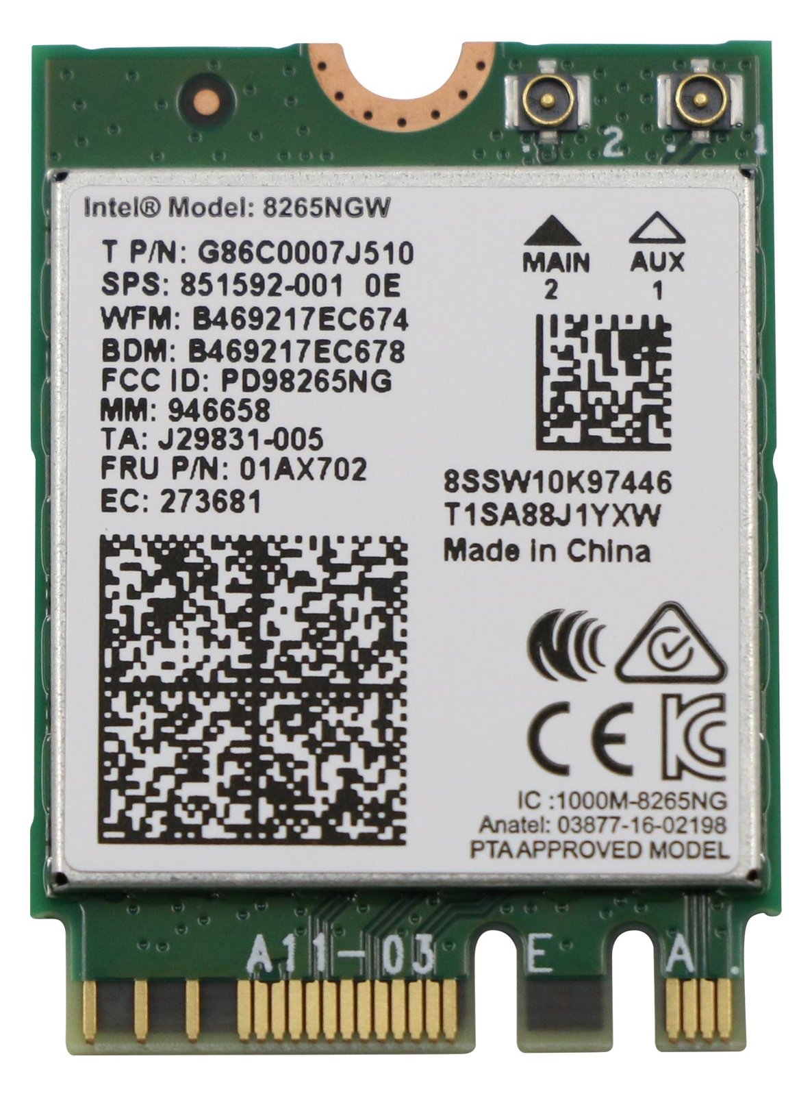 Lenovo Intel - Netzwerkadapter - M.2 Card - Wi-Fi 5, Bluetooth 4.2