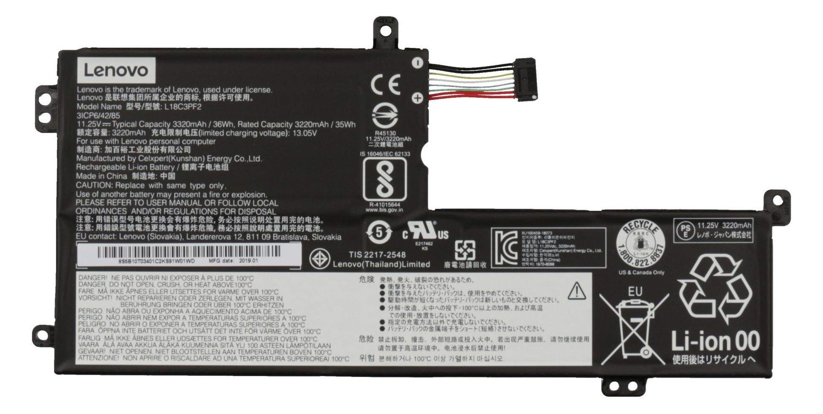 Lenovo L340 SP/B L18M3PF2 11.25V36Wh3cell bty 5B10T03402 - Batterie - 3.280 mAh