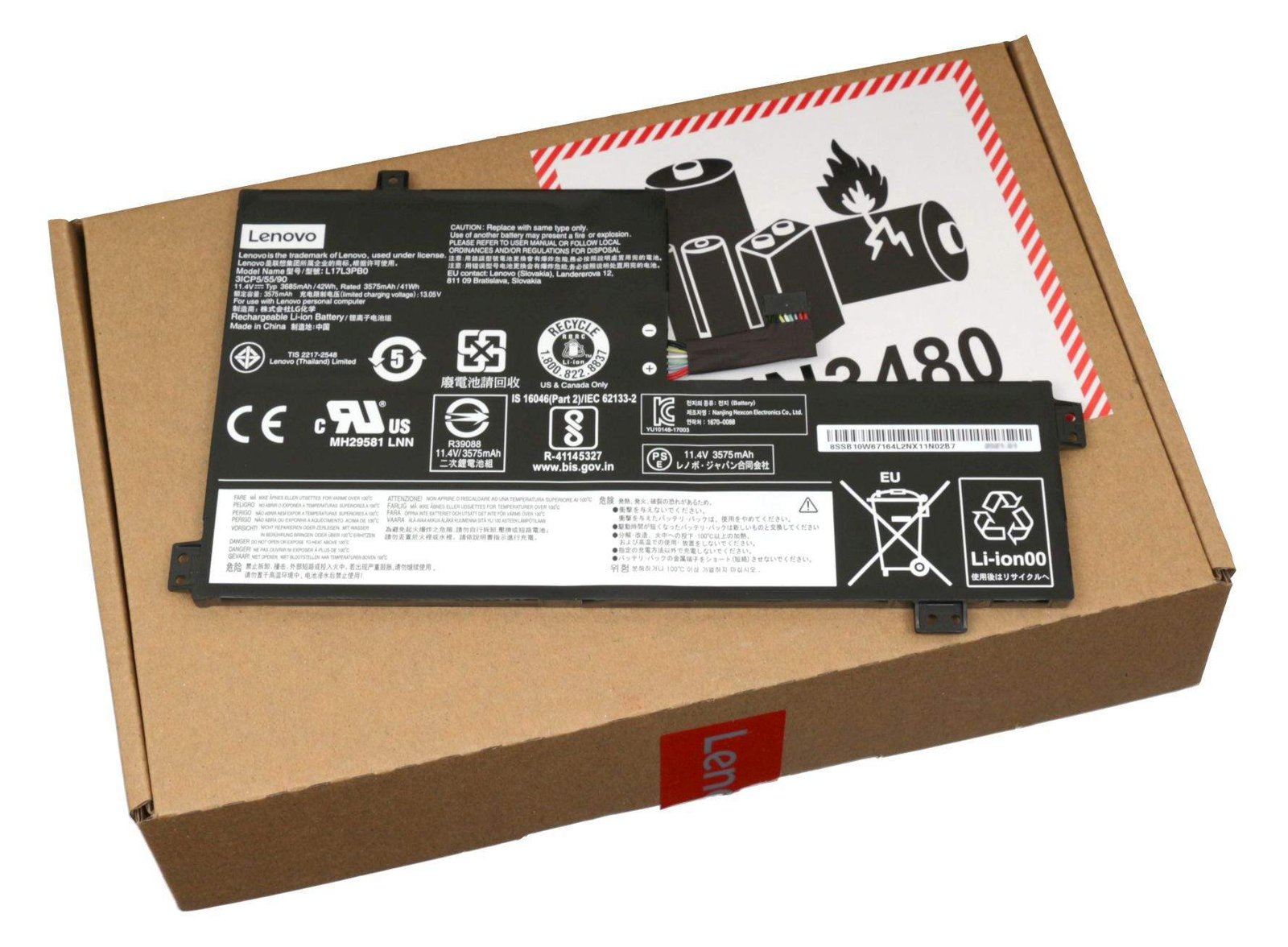 Lenovo LG Chem L17L3PB0 - Laptop-Batterie - Lithium-Ionen - 3 Zellen - 42 Wh - für 100e (2nd Gen)