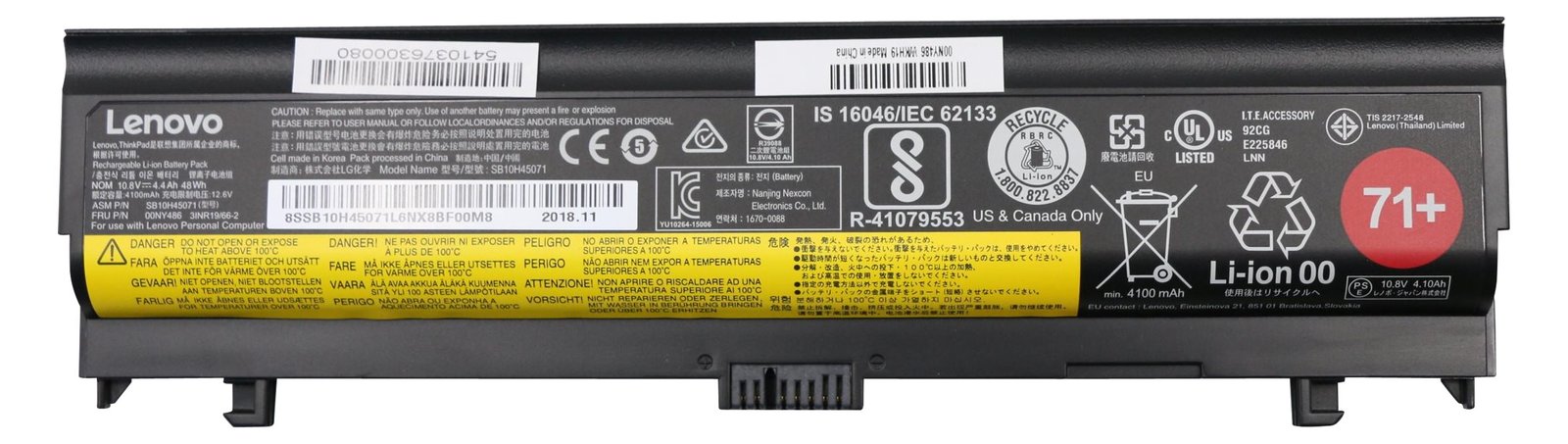 Lenovo ThinkPad Battery 71+ - Laptop-Batterie - Lithium-Ionen - 6 Zellen - 4.4 Ah - 48 Wh - FRU, (CRU)