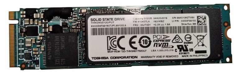 Lenovo Toshiba - SSD - 512 GB - intern - M.2 2280 - PCIe 3.0 x4 - FRU - für ThinkPad P50 20EQ; P70 20ES; X1 Yoga