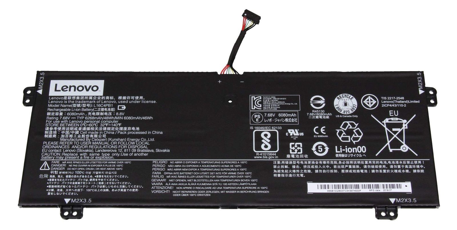 Lenovo Yoga730 CP C L16C4PB1 7.68V48Wh4cell 5B10W67264 - Batterie - 6.268 mAh