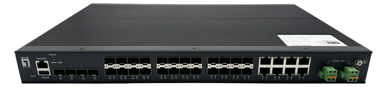 LevelOne Switch 28x GE IGU-2872 4x2.5GbE 16x1.25GbE SFP - Switch - Glasfaser (LWL)