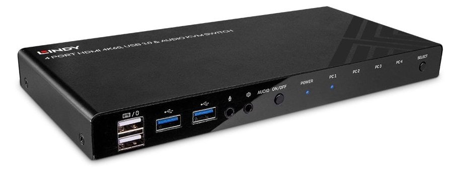 Lindy KVM Switch HDMI 4K60, USB 3.0 & Audio, 4 Port