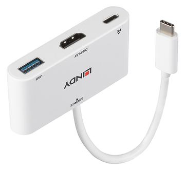Lindy Videoadapter - 24 pin USB-C männlich zu HDMI, USB Typ A, USB-C (nur Spannung) von LumaTech