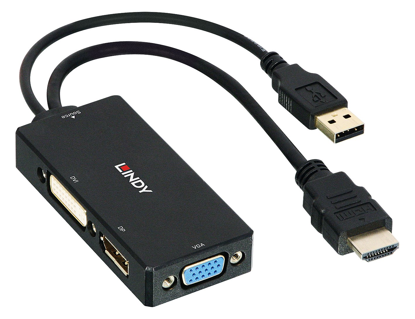 Lindy Videokonverter - HDMI - DVI, DisplayPort, VGA