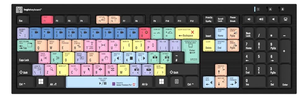 Logickeyboard Adobe Premiere Pro CC - Full-size (100%) - Verkabelt - USB - Mehrfarbig - TL: UK, QWERTY