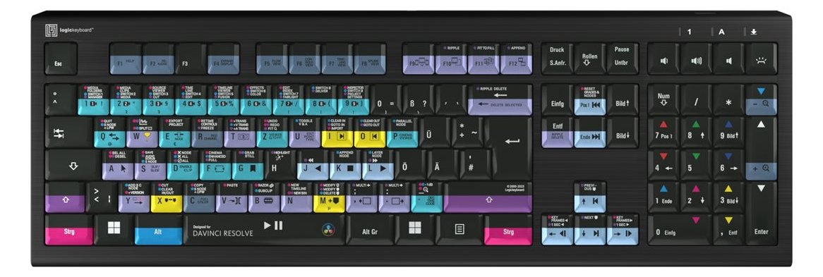 Logickeyboard ASTRA 2 - Volle Größe (100%) - Kabelgebunden - USB - Scherenschalter - Schwarz - TL: Deutsch, QWERTZ