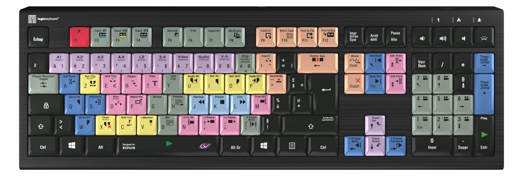Logickeyboard LKB-EDIUS-A2PC-FR - Volle Größe (100%) - Kabelgebunden - USB - Schwarz - TL: Französisch, AZERTY