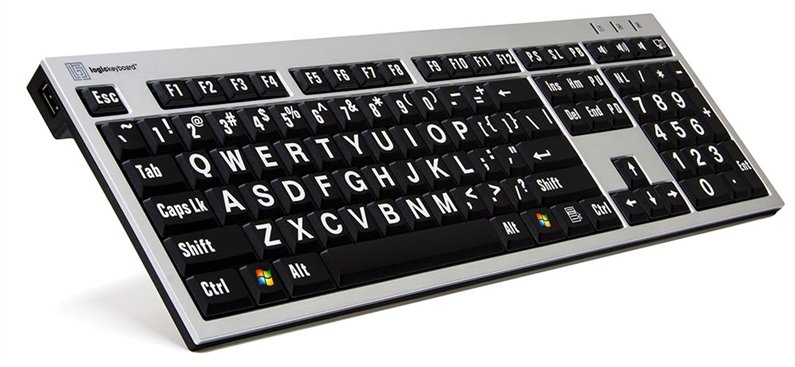 Logickeyboard LKB-LPRNTWB-AJPU - Full-size (100%) - Verkabelt - USB - Schwarz - Silber - TL: Französisch, AZERTY