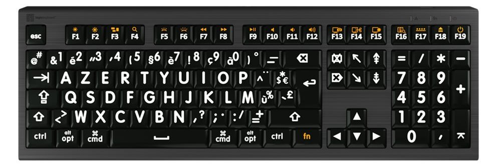 Logickeyboard LKB-LPWB-A2M-FR - Volle Größe (100%) - Kabelgebunden - USB - Schwarz - TL: Französisch, AZERTY