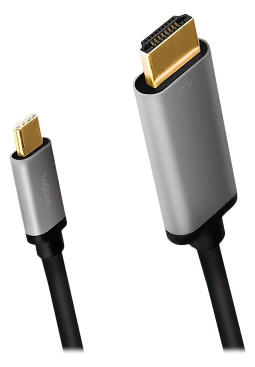 LogiLink Adapterkabel - HDMI männlich zu 24 pin USB-C männlich - 1.8 m - Dreifachisolierung - Schwarz - 4K 60 Hz