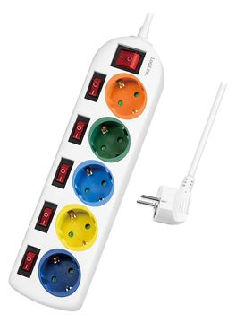 LogiLink Multicolor - Steckdosenleiste - Wechselstrom 250 V - 3680 Watt - Ausgangsanschlüsse: 5 (5 x Stecker CEE 7/3) von LumaTech