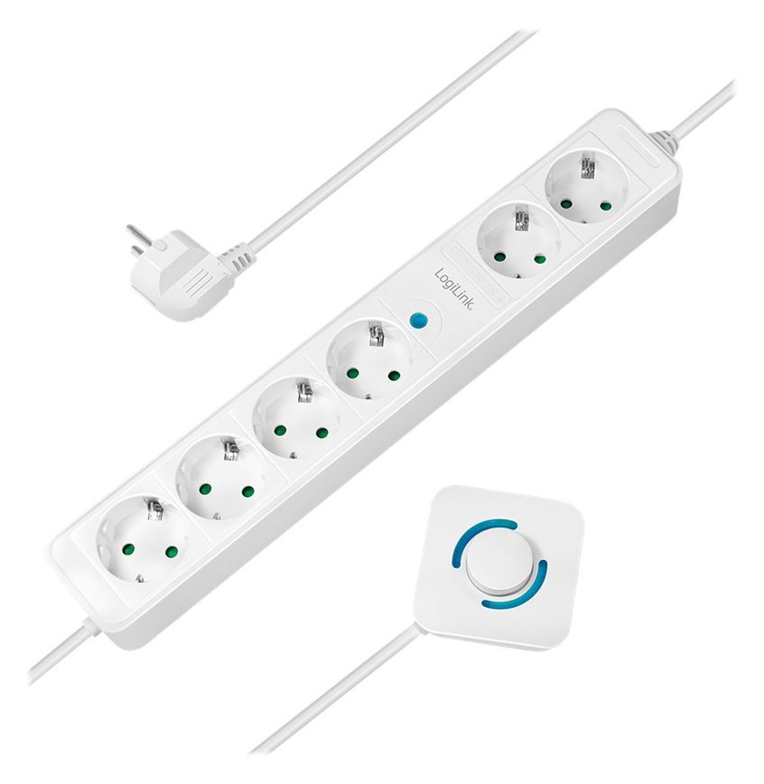 LogiLink Steckdosenleiste - Wechselstrom 230 V - 3500 Watt - Ausgangsanschlüsse: 6 (6 x Leistungs-CEE 7/3)