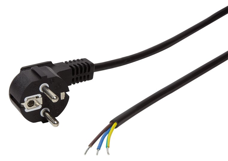 LogiLink Stromkabel - CEE 7/7 (M) bis ohne Stecker - Schwarz