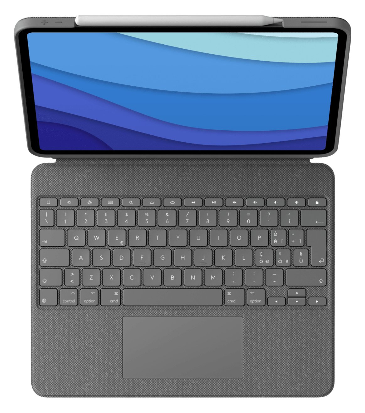 Logitech Combo Touch - Tastatur und Foliohülle - mit Trackpad - hintergrundbeleuchtet - Gray - TL: Italienisch, QWERTY