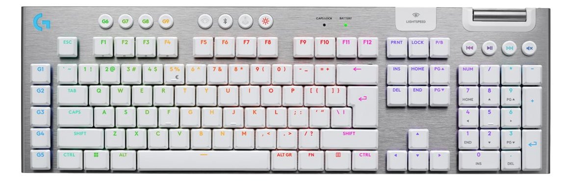 Logitech G G915 X - Tastatur - LIGHTSPEED - kabellos - Bluetooth - USB - GL Tactile - weiß - TL: US, QWERTY