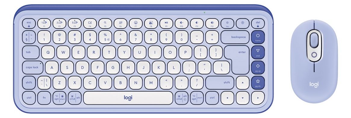 Logitech POP Icon Combo - Tastatur-und-Maus-Set - Bluetooth LE - fliederfarben  - Off-White - TL: US, QWERTY