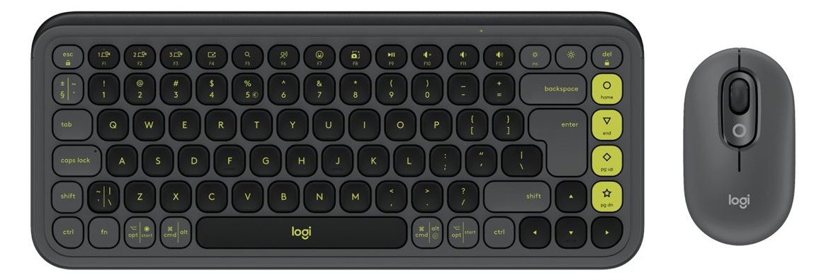 Logitech POP Icon Combo - Tastatur-und-Maus-Set - Bluetooth LE - Graphite - grün - TL: US, QWERTY