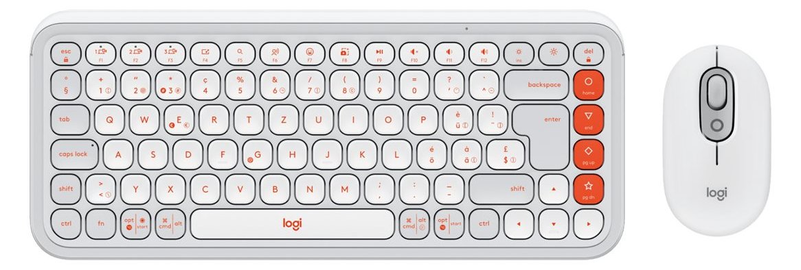Logitech POP Icon Combo - Tastatur-und-Maus-Set - Bluetooth LE - Off-White - orange - TL: Schweiz, QWERTZ