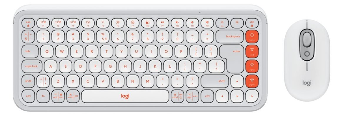 Logitech POP Icon Combo - Tastatur-und-Maus-Set - Bluetooth LE - Off-White - orange - TL: US, QWERTY