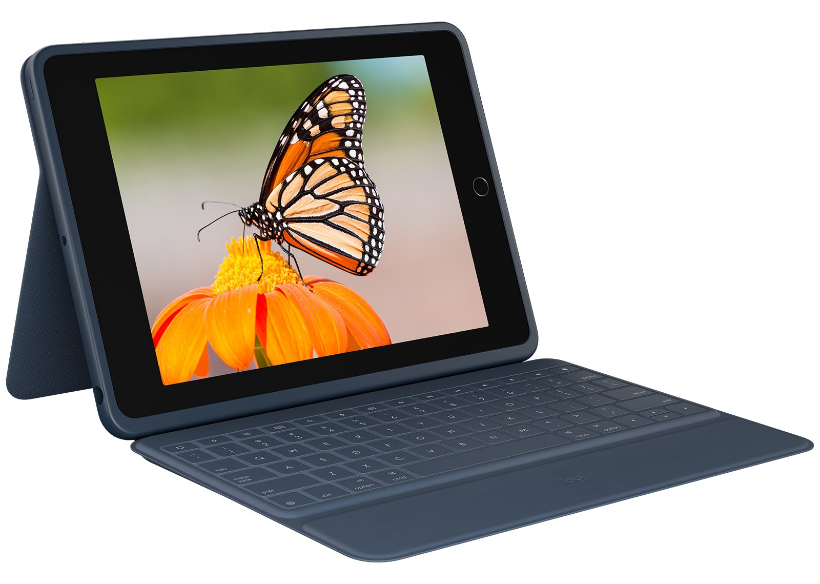 Logitech Rugged Combo 3 - Tastatur und Foliohülle - Classic Blue - für Apple 10.2-inch iPad  - TL: Nordisch, QWERTY