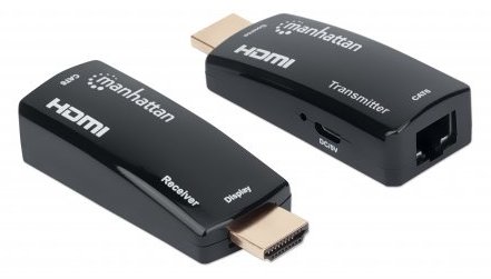 Manhattan 1080p@60Hz Compact HDMI over Ethernet Extender Kit, Extends Distances of Signal up to 60m with a Single Cat6