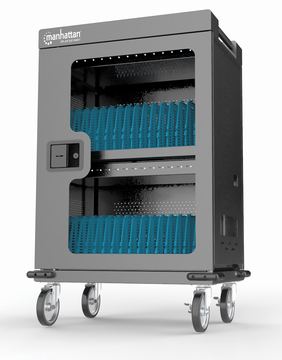 Manhattan Charging Cabinet/Cart via USB-C x32 Devices, Trolley, Power Delivery 18W per port (576W total) - grau von LumaTech