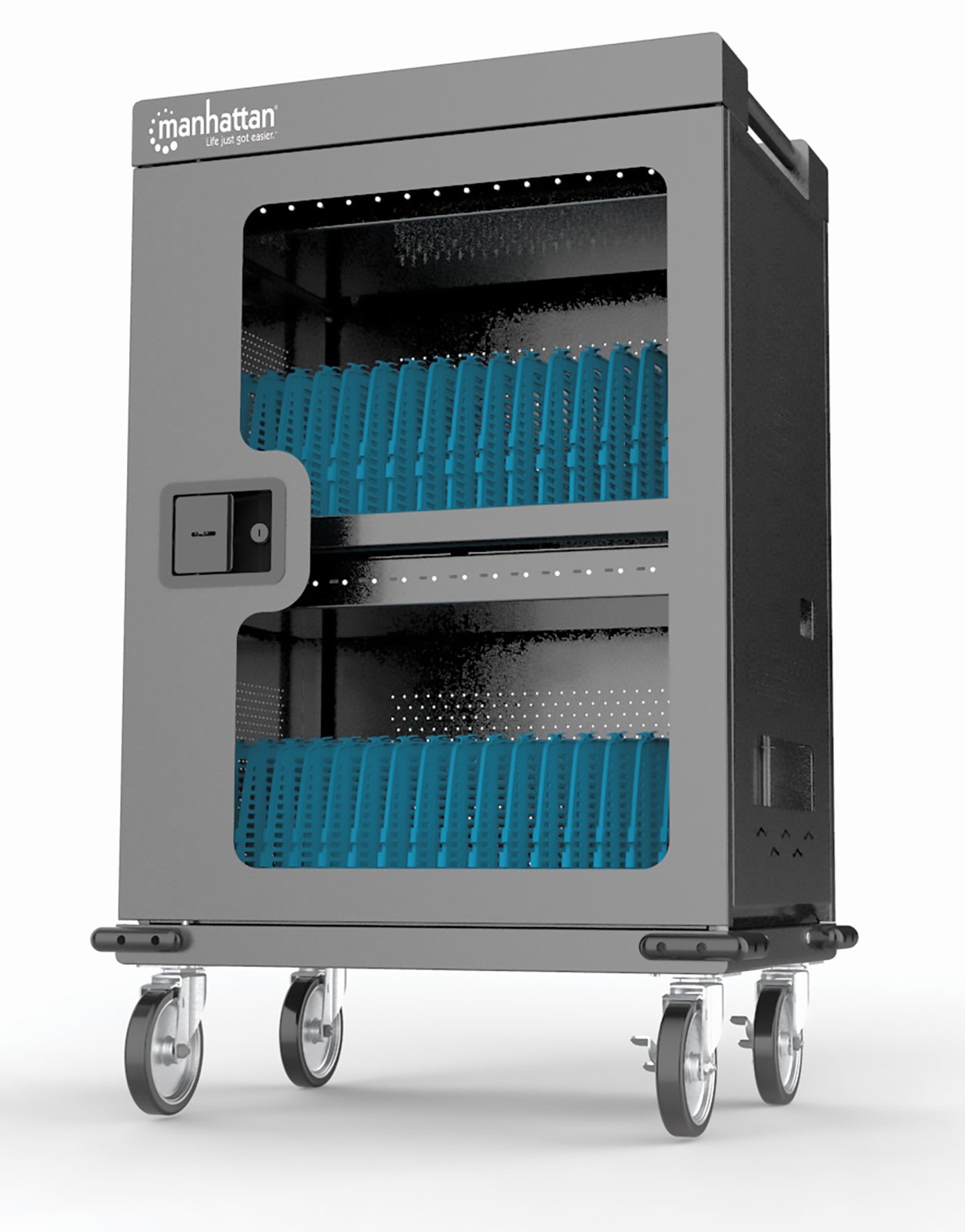 Manhattan Charging Cabinet/Cart via USB-C x32 Devices, Trolley, Power Delivery 18W per port (576W total) - grau