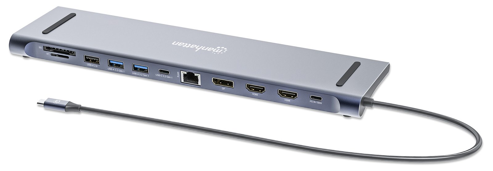 Manhattan Dockingstation 12-in-1 4K 1xHDMI 2xDP 3xUSB-A