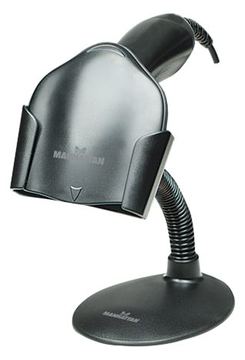 Manhattan Handheld Barcode Scanner Stand, Gooseneck with base, suitable for table mount or wall mountable, Black von LumaTech