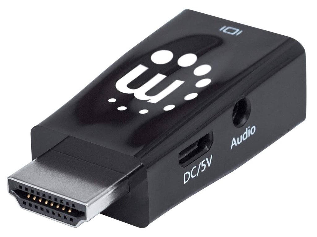 Manhattan HDMI auf VGA-Mikrokonverter, HDMI-Stecker auf VGA-Buchse mit Audio, optionaler USB Micro B-Stromport