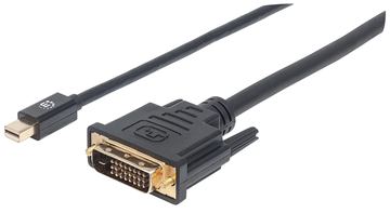 Manhattan Mini DisplayPort 1.2a to DVI-D 24+1 Cable, 1080p@60Hz, 1.8m, Male to Male, Compatible with DVD-D, Black von LumaTech