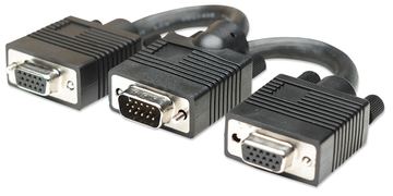 Manhattan SVGA Y Cable, HD15, 15cm, Male to Females, Splits an SVGA connection between two monitors, Compatible with VGA von LumaTech