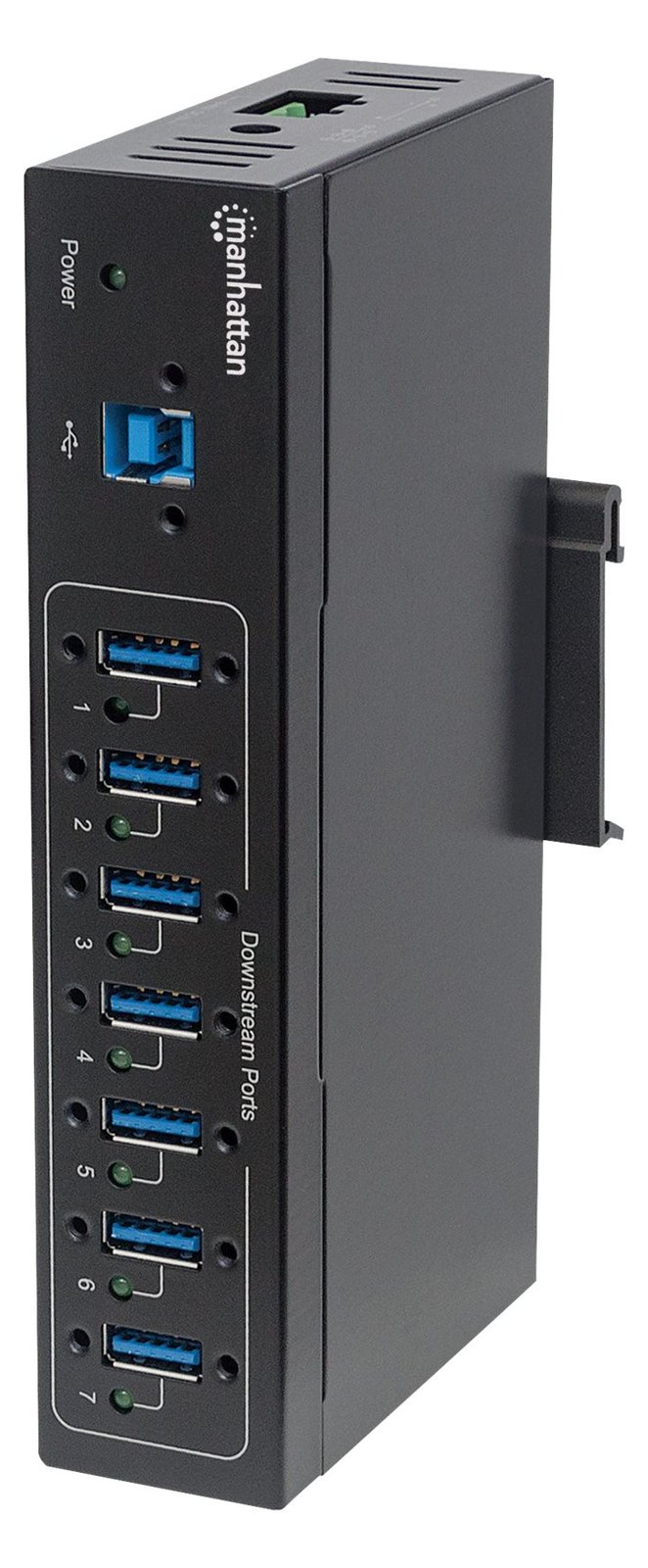 Manhattan USB-A 7-Port Hub Industrial, 7x USB-A Ports, 5 Gbps (USB 3.2 Gen1 aka USB 3.0)