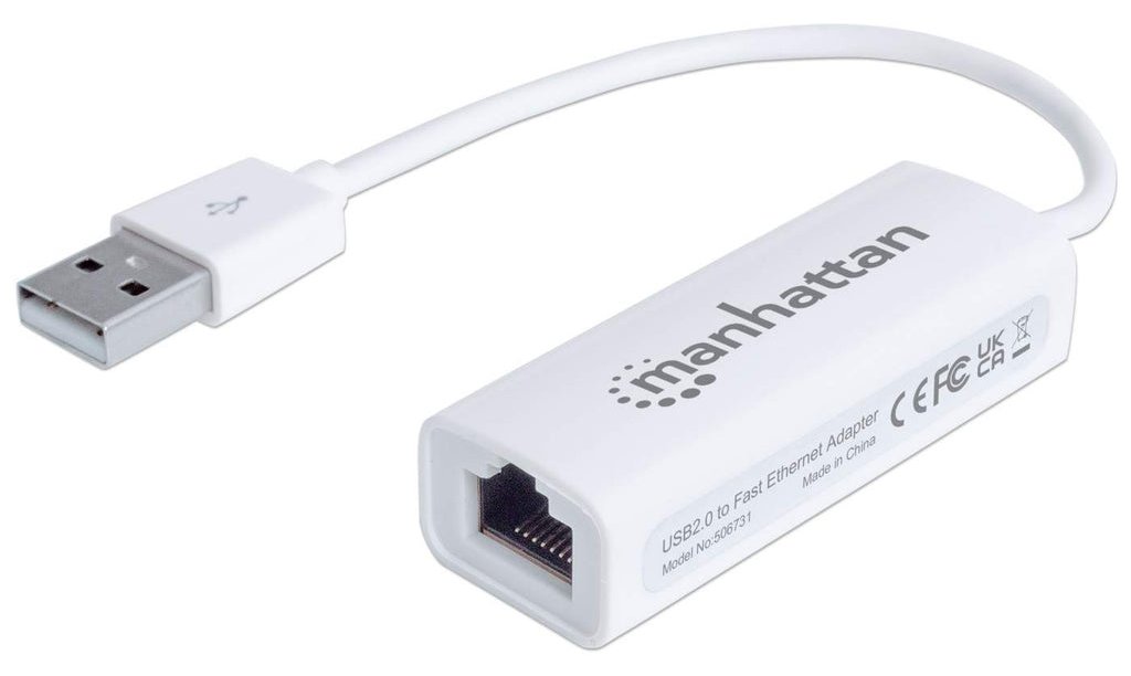 Manhattan USB-A Fast Ethernet Adapter, 10/100 Mbps Network, 480 Mbps (USB 2.0)