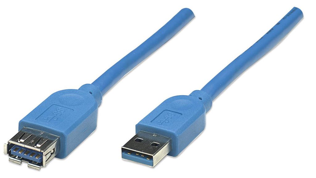Manhattan USB-A to USB-A Extension Cable, 2m, Male to Female, Blue, 5 Gbps (USB 3.2 Gen1 aka USB 3.0)