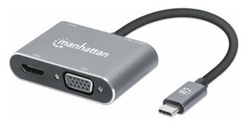Manhattan USB-C Dock/Hub, Ports (x4): HDMI, USB-A, USB-C and VGA, With Power Delivery (87W) von LumaTech