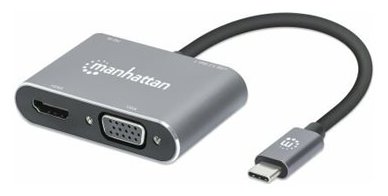 Manhattan USB-C Dock/Hub, Ports (x4):  HDMI, USB-A, USB-C and VGA, With Power Delivery (87W)