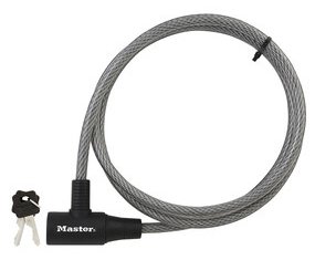 MasterLock Kabelschloss mit Schlssel - Lnge: 1,8 m - Durchmesser: 10 mm; schwarz - 1800 m - Schlüssel - Stahl - Grau