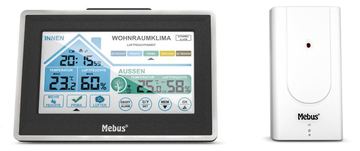 Mebus 01026 - Schwarz - Weiß - Innen-Hygrometer - Innen-Thermometer - Außen-Hygrometer - Außen-Thermometer von LumaTech