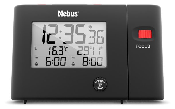 Mebus 25795 - Digitaler Wecker - Rechteck - Schwarz - 12/24 h - F - °C - Zeit