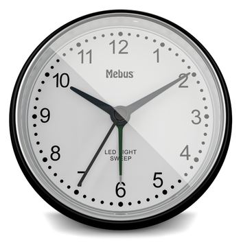 Mebus 25806 - Quarzwecker - Rund - Schwarz - Weiß - 12 h - Weiß - Analog von LumaTech